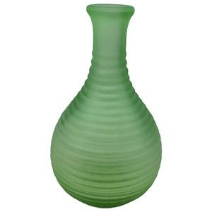 Vintage Uranium Glass Vase Frigidaire Green Satin Ribbed  1930s Bottle 9"